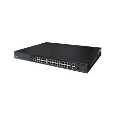 24 порти 10/100 Мбіт/с PoE+ 2 порти Gigabit RJ-45 (1 порт комбінований SFP)